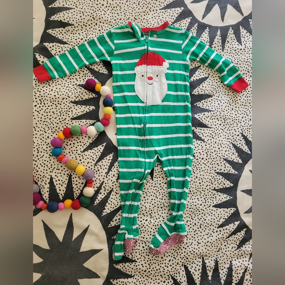 Santa Christmas Holliday footie pajamas 6-12m